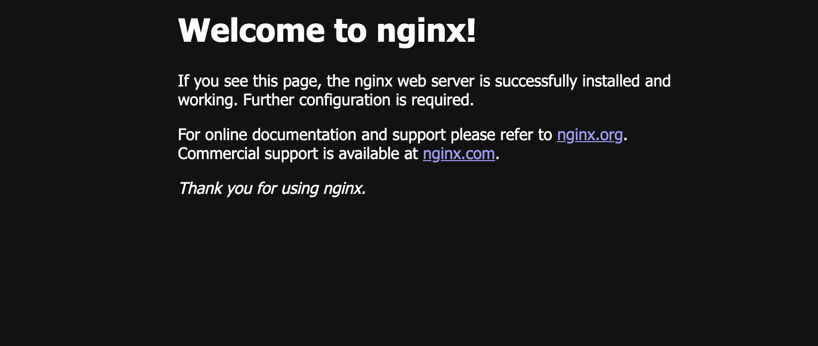Nginxのデフォルトページ