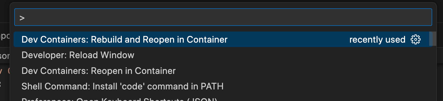 Dev Containers: Rebuild and Reopen in Container